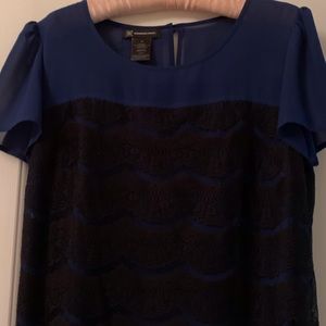 3/ $22 INC blue lace blouse